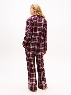 Tommy Hilfiger naisten pyjama,LS FLNL SHIRT PJ PANTS SET Punainen Ruutu