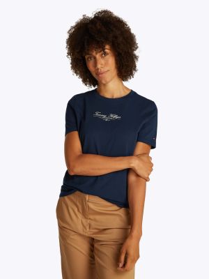 Tommy Hilfiger naisten t-paita, K-REG SCRIPT C-NK TEE SS Tummansininen