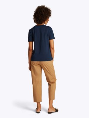 Tommy Hilfiger naisten t-paita, K-REG SCRIPT C-NK TEE SS Tummansininen