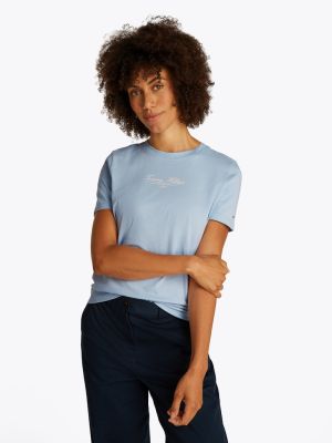 Tommy Hilfiger naisten t-paita, K-REG SCRIPT C-NK TEE SS Vaaleansininen