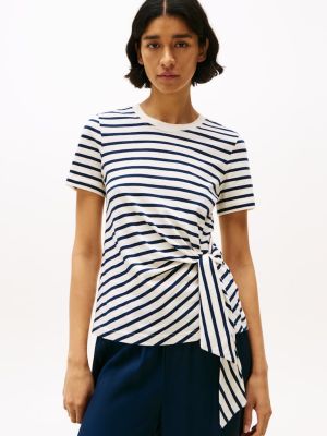 Tommy Hilfiger naisten t-paita, KNOT BOAT-NK SS TEE Raidallinen Valkoinen