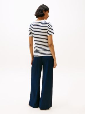 Tommy Hilfiger naisten t-paita, KNOT BOAT-NK SS TEE Raidallinen Valkoinen