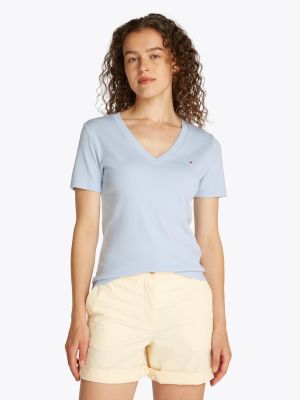 Tommy Hilfiger naisten t-paita, SLIM CODY V-NK SS, C1O Vaaleansininen