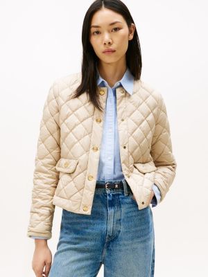 Tommy Hilfiger naisten takki, BUTTON QUILTED REG LADY JACKET Luonnonvalkoinen