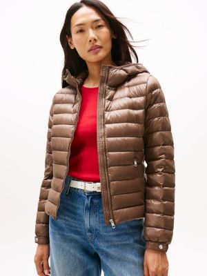 Tommy Hilfiger naisten takki, UL DOWN REG HOODED JACKET Tummanruskea