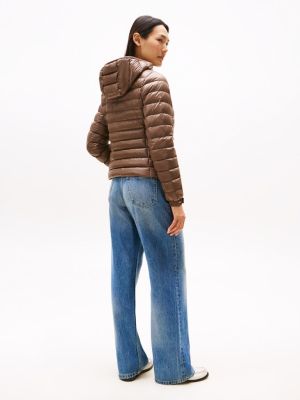 Tommy Hilfiger naisten takki, UL DOWN REG HOODED JACKET Tummanruskea