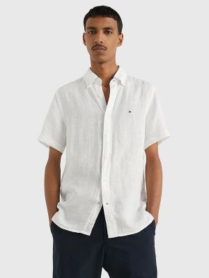 Tommy Hilfiger pellavapaita, PIGMENT DYED LINEN RF SHIRT SS Valkoinen