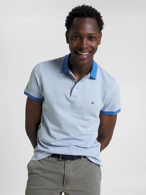 Tommy Hilfiger pikeepaita, MOULINE TIPPED POLO Vaaleansininen