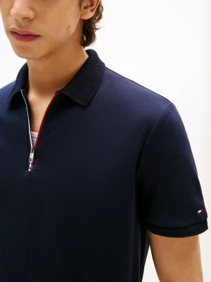 Tommy Hilfiger Regular Signature Zip Placket Polo Shirt Tummansininen