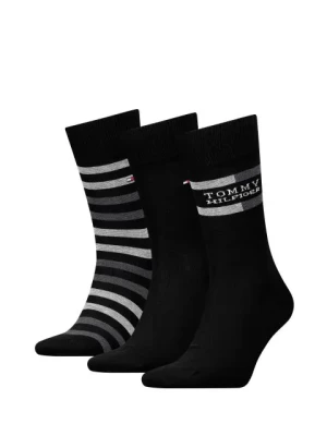 Tommy Hilfiger sukat, TH MEN SOCK 3P GIFT BOX TOMMY STRIPE Musta