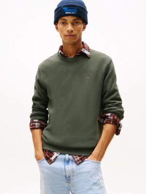 Tommy Jeans miesten neulepsuero, TJM SLIM ESS SWEATER EXT Armeijanvihreä