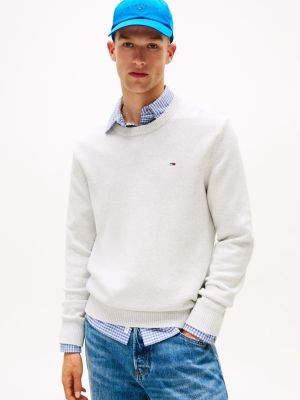 Tommy Jeans miesten neulepsuero, TJM SLIM ESS SWEATER EXT Vaaleanharmaa