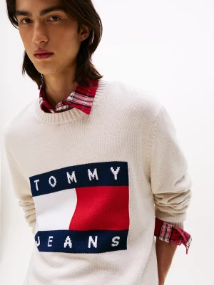 Tommy Jeans miesten neulepusero, TJM REG MELANGE FLAG SWEATER Beige