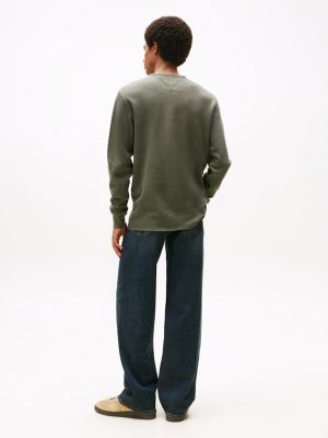 Tommy Jeans miesten paita, TJM SLIM WAFFLE SCRIPT HENLEY Vihreä
