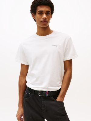 Tommy Jeans miesten t-paita, TJM SLIM LINEAR CHEAST TEE Luonnonvalkoinen
