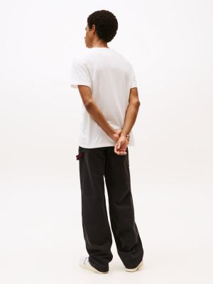 Tommy Jeans miesten t-paita, TJM SLIM LINEAR CHEAST TEE Luonnonvalkoinen