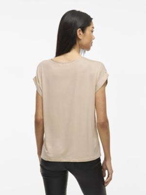 Vila lyhythihainen toppi, VIELLETTE S/S SATIN TOP Cement
