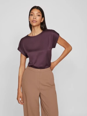 Vila lyhythihainen toppi, VIELLETTE S/S SATIN TOP Plum Perfect