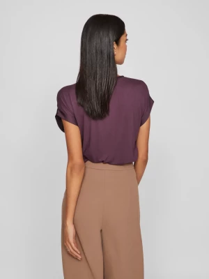 Vila lyhythihainen toppi, VIELLETTE S/S SATIN TOP Plum Perfect