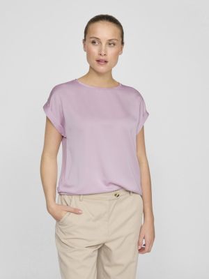 Vila lyhythihainen toppi, VIELLETTE S/S SATIN TOP Winsome Orchid