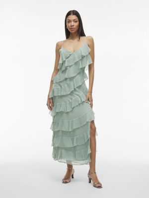 Vila naisten mekko, VILUNA STRAP DRESS Green Milieu
