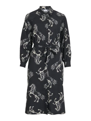 Vila naisten mekko, VINADIVA CHE L/S MID SHIRT DRESS Black Beauty