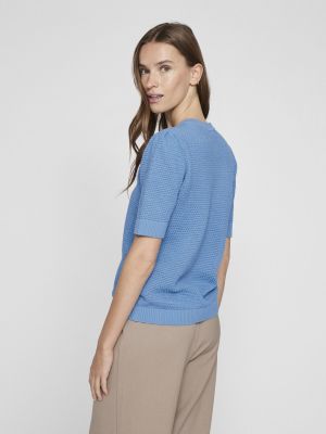 Vila naisten neulepusero, VIDALO O-NECK S/S KNIT TOP Vaaleansininen