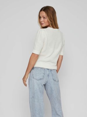 Vila naisten neulepusero, VIDALO O-NECK S/S KNIT TOP Valkoinen