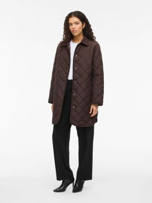 Vila naisten tikkitakki, VIQUILA L/S CORDUROY QUILT LONG JACKET Coffee Bean