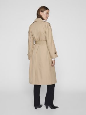 Vila naisten trenssi, VIADDISON L/S LONG TRENCHCOAT Savannah Tan