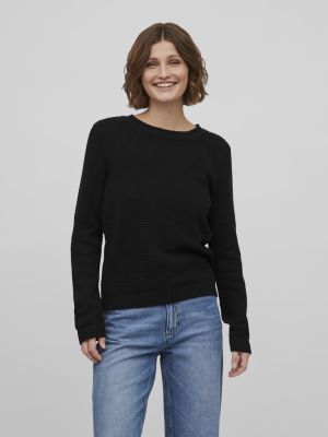 Vila neule, VIDALO O-NECK L/S KNIT TOP Black