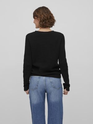 Vila neule, VIDALO O-NECK L/S KNIT TOP Black