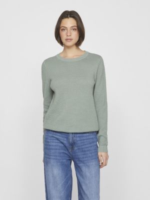 Vila neule, VIDALO O-NECK L/S KNIT TOP Chinois Green