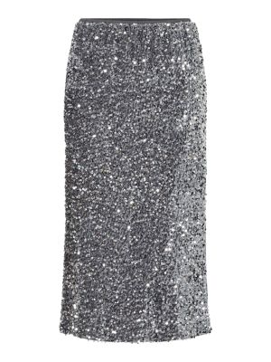 Y.A.S naisten hame, YASVALERA HW LONG SKIRT Medium Grey Melange