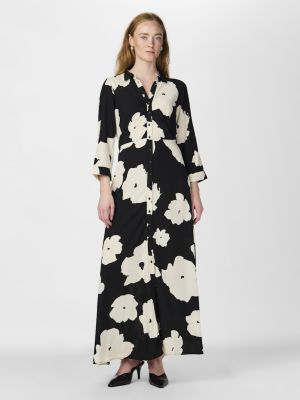 Y.A.S Naisten Maksimekko YASSAVANNA LONG SHIRT DRESS Mustavalkoinen
