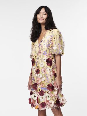 Y.A.S naisten mekko, YASFLOWERING SS DRESS NEW Keltainen Kuosi
