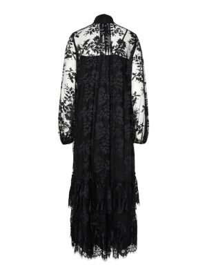 Y.A.S naisten mekko, YASLACILLA LS LACE LONG DRESS Black