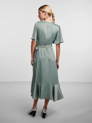 Y.A.S Naisten Mekko, YASTHEA 2/4 MIDI WRAP DRESS Green Milieu