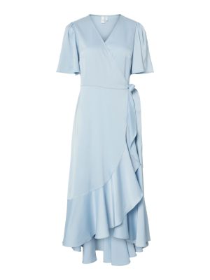 Y.A.S Naisten Mekko, YASTHEA 2/4 MIDI WRAP DRESS Skyway