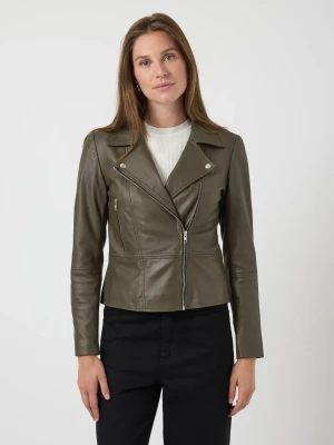 Y.A.S naisten nahkatakki, YASSOPHIE LEATHER JACKET Tummanvihreä