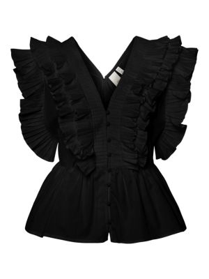 Y.A.S naisten paita, YASRUNA CS RUFFLE TOP Musta