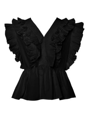 Y.A.S naisten paita, YASRUNA CS RUFFLE TOP Musta
