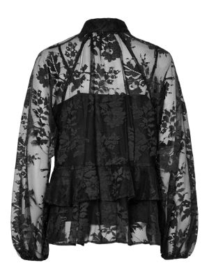 Y.A.S naisten pitsipusero, YASLACILLA LS LACE TOP Black