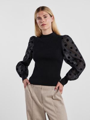 Y.A.S naisten pusero, YASDOTME LS KNIT PULLOVER Musta