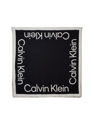 Calvin Klein Accessories Naisten Huivi, K-CONTRAST LOGO JACQUARD SCARF Musta Kuosi
