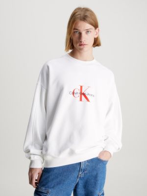 Calvin Klein Jeans Miesten Collegepaita, ARCHIVAL MONOLOGO CREW NECK Valkoinen