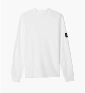 Calvin Klein Jeans Miesten Paita Monogram Badge Waffle LS Tee Valkoinen