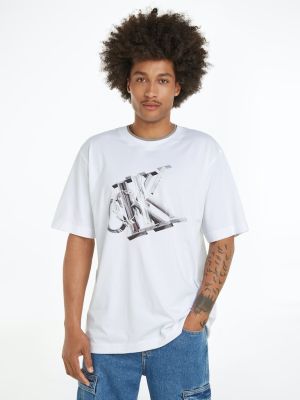 Calvin Klein Jeans Miesten T-Paita, 3D META MONOGRAM TEE Valkoinen