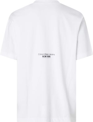 Calvin Klein Jeans Miesten T-Paita LARGE MOTION FLORAL GRAPHIC TEE Valkoinen