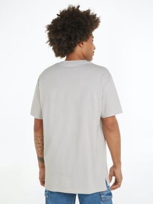 Calvin Klein Jeans miesten t-paita, WOVEN TAB LONG TEE Vaaleanharmaa